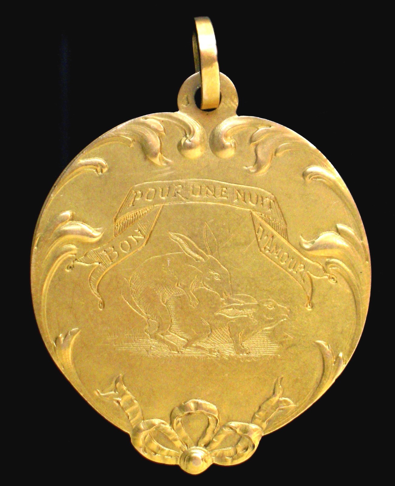 Erotic French 18K Gold Paris Theater Actor Rabbits Pig & Woman “A Night Of Love”