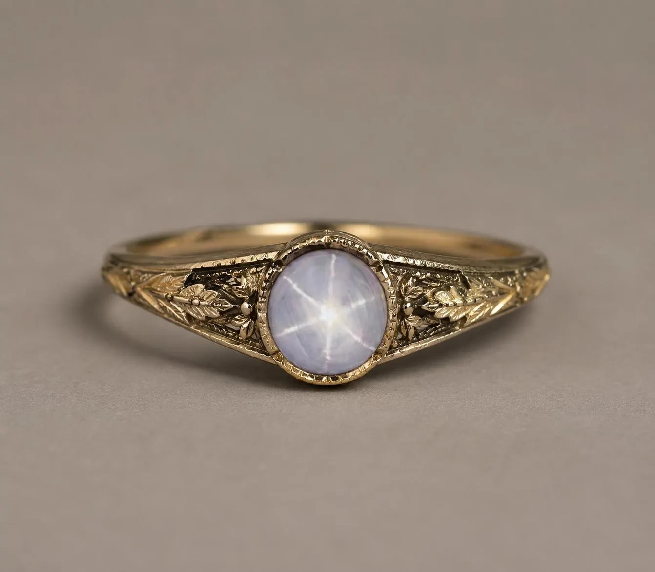 Natural Star Sapphire Ring 925 Sterling Silver Vintage Filigree Handmade Ring