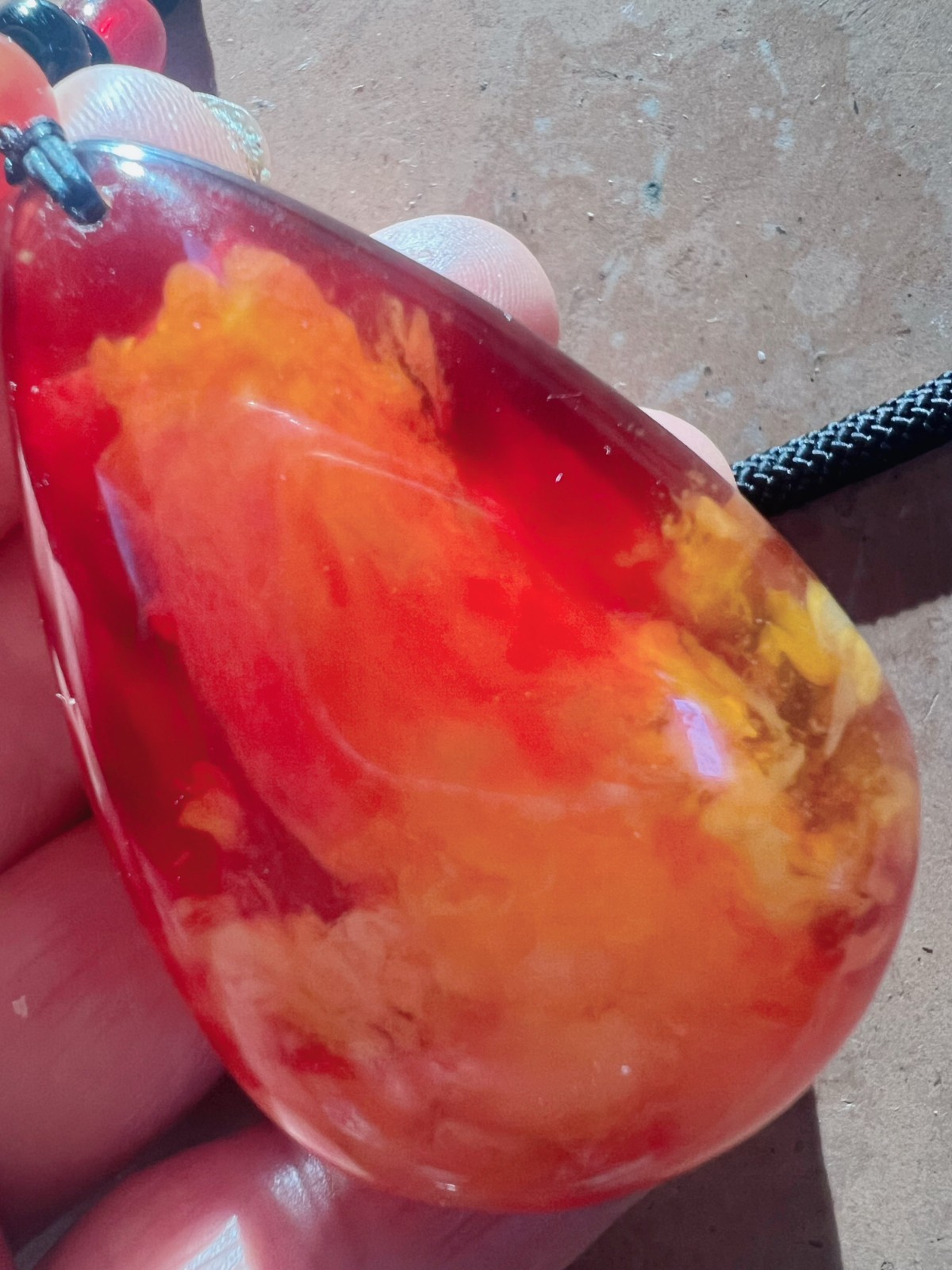 Vintage Cherry Amber Teardrop Pendant