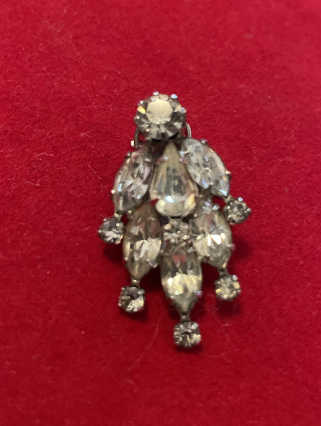 Vintage Weiss Clear Rhinestone Clip On Earrings