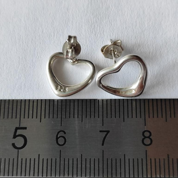 Vintage 925 Sterling Silver Open Heart Stud Earrings 1.8g Women’s Jewelry