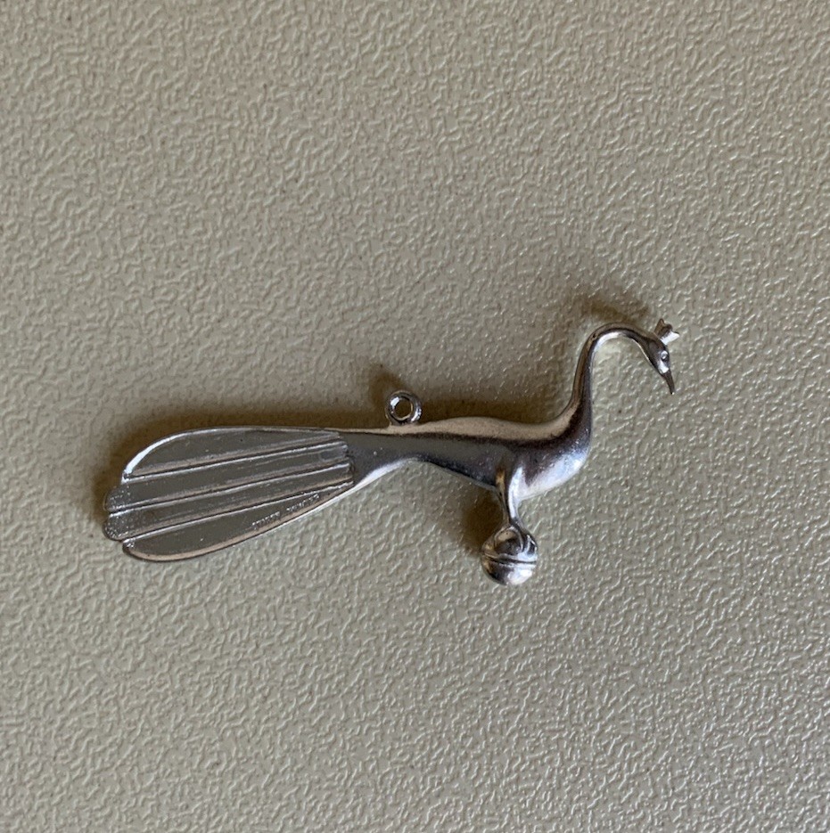 Rare Vintage Stieff Pewter Peacock Bird Pendant Ornament Signed
