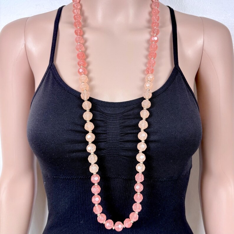 Long Vintage Heavy Glass Bead Necklace Opera Length 36” Orange