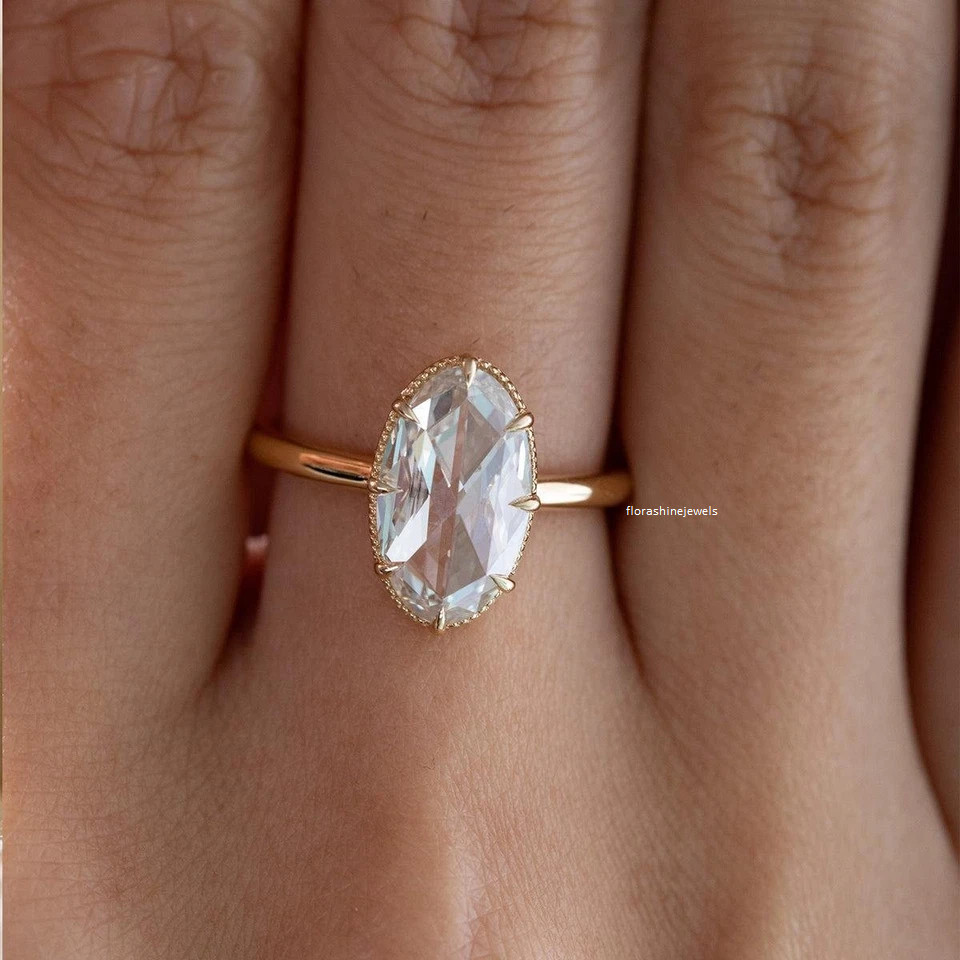 2.50CT Oval Cut White Moissanite Women’s Engagement Ring Pure 10K Yellow Gold FN