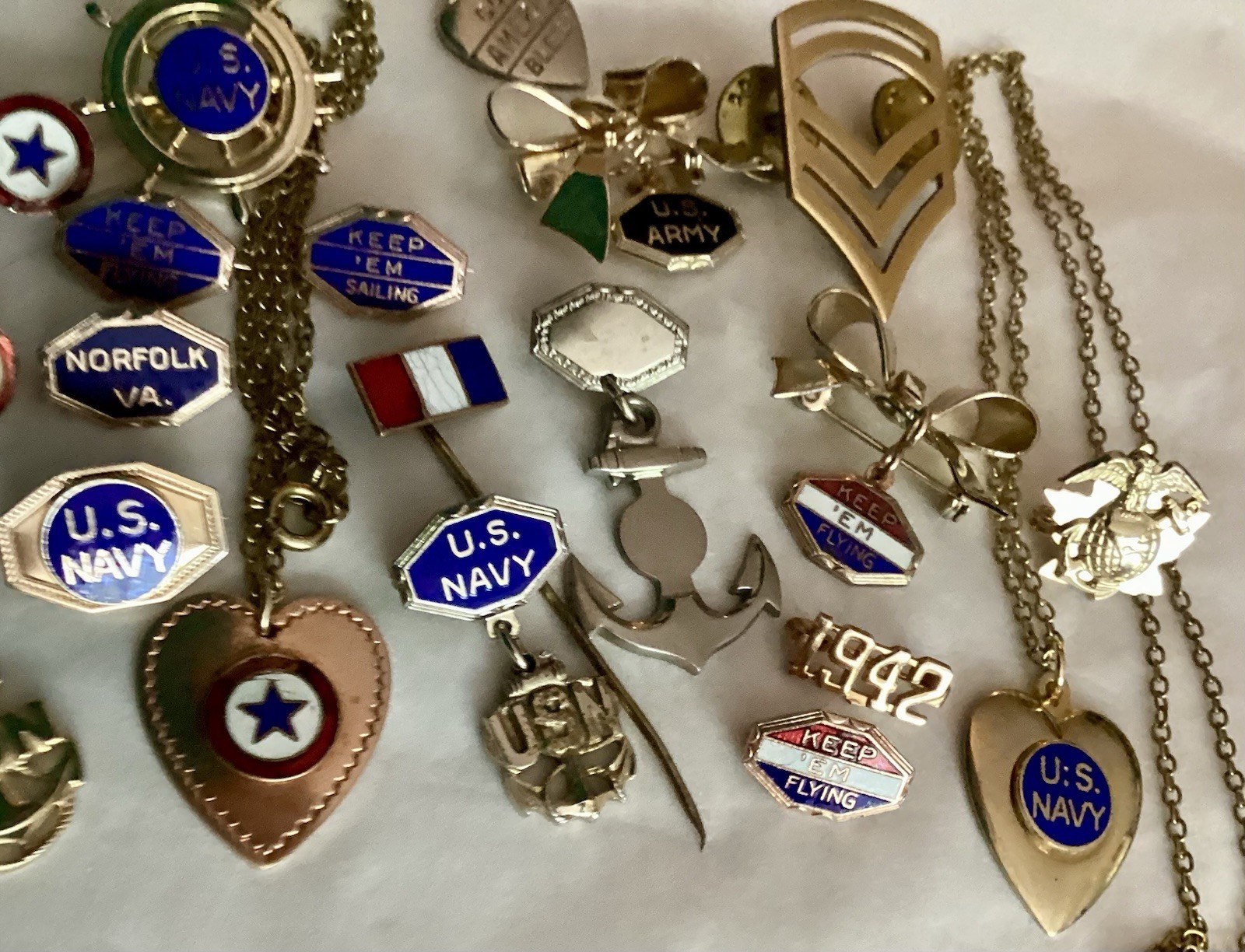 WW 2 – 1970 Era~US Military Branches~Sweetheart Home Front~Jewelry Lot