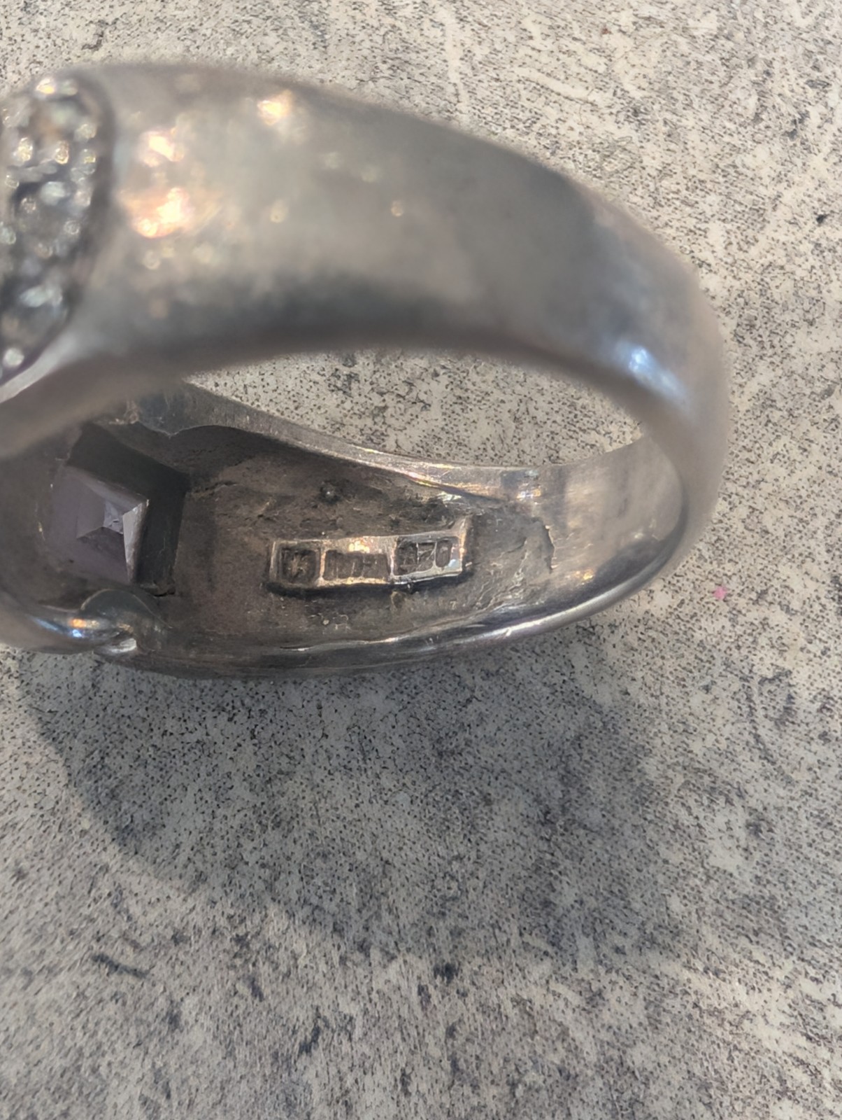 Lot of 2 Sterling Silver Rings 925 Amethyst Abalone & Multi Stone Vintage