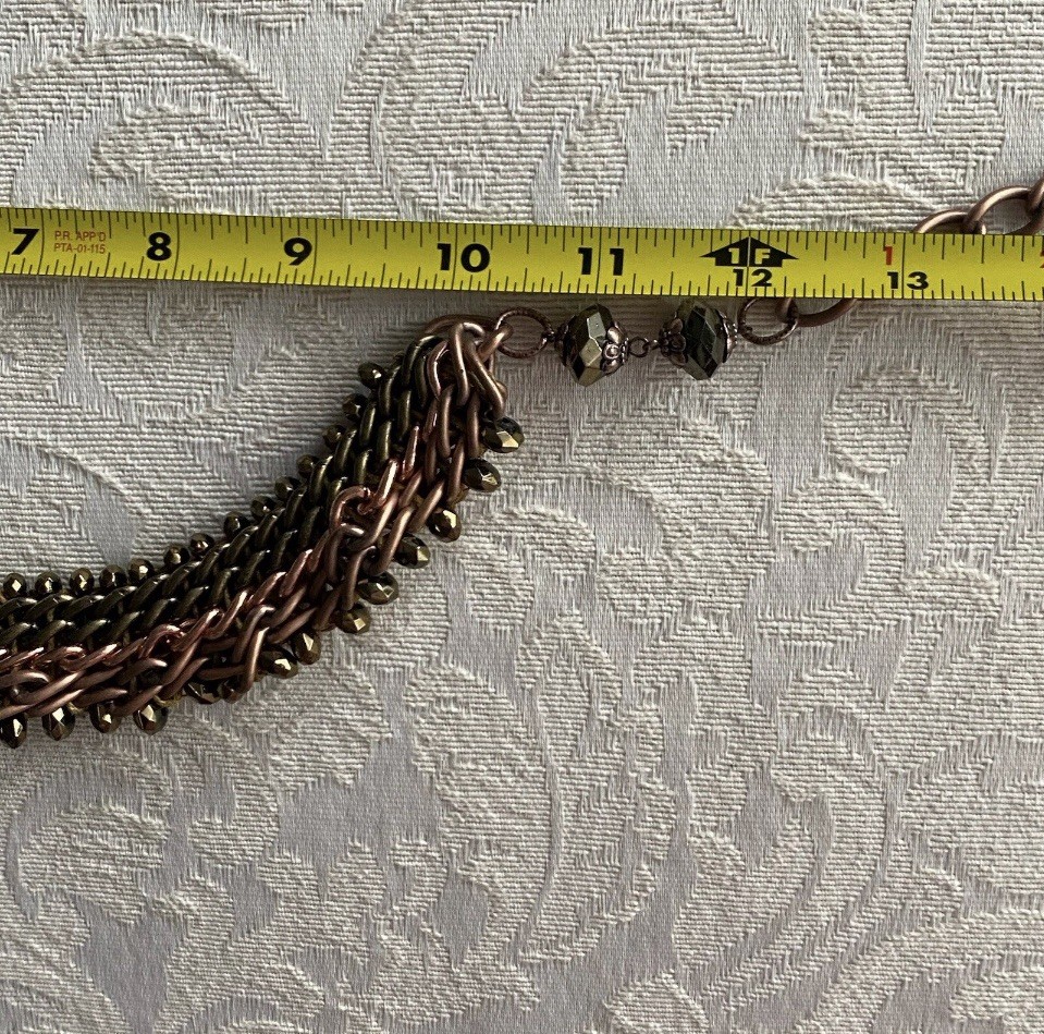 Chainmaille Statement Necklace 21” Copper Bronze Color Byzantine 4n1 Chain Weave