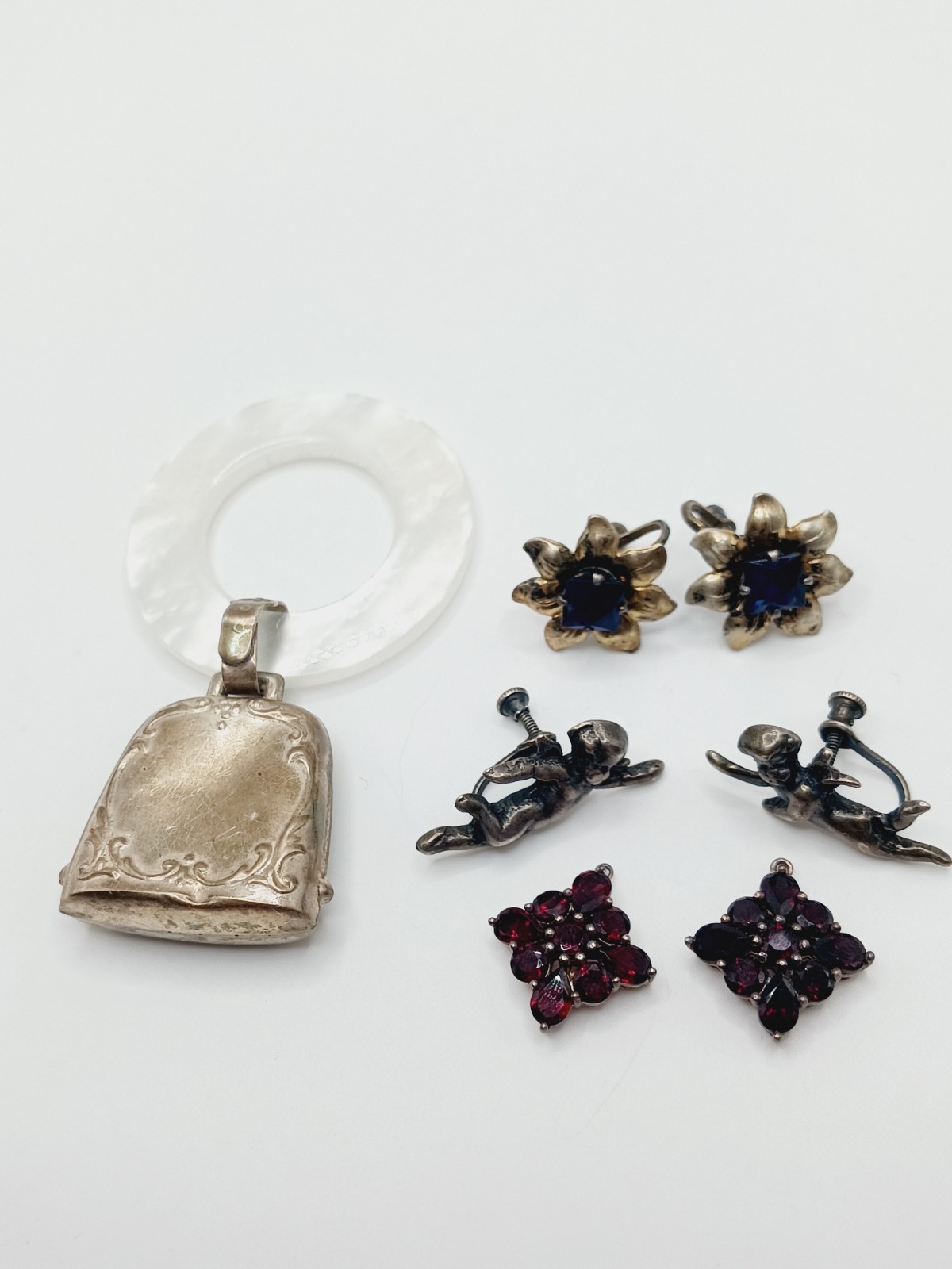 Lot Vintage Sterling Silver Jewelry for Repair cherub flower rattle webster 25g