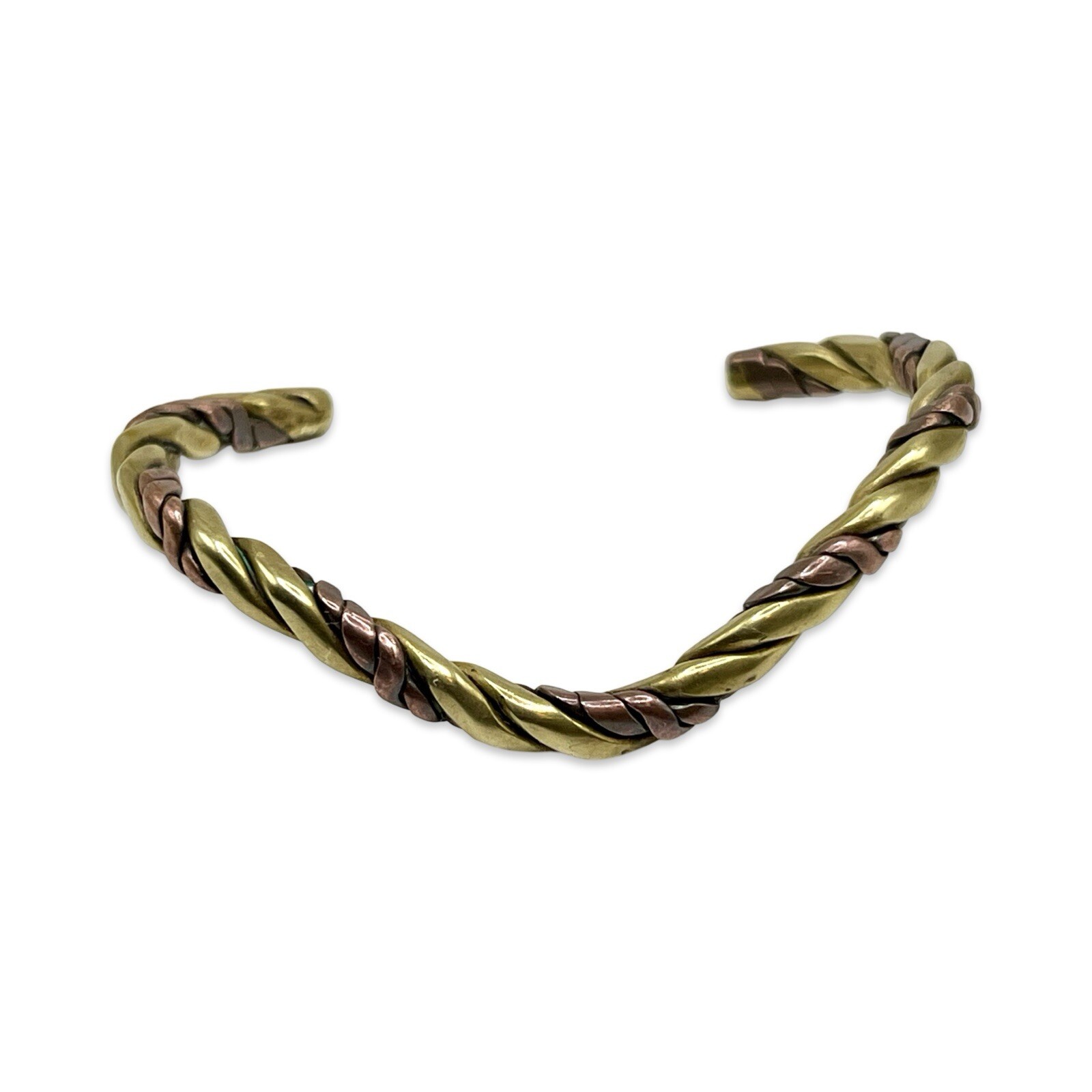 Vintage/Retro 1970s Twisted Copper & Brass Chevron Shaped Unisex Cuff Bracelet