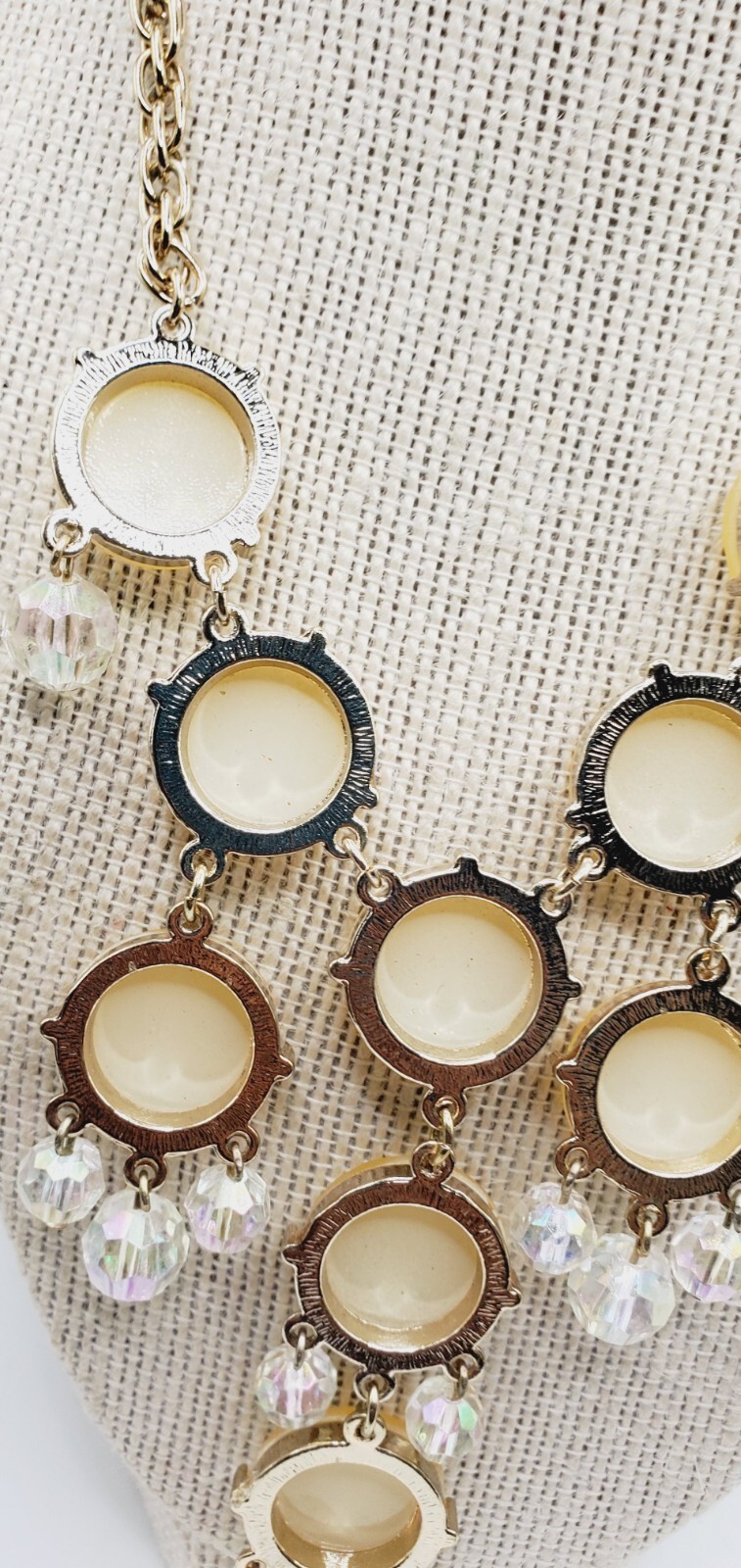 20 – 23 inch Yellow and Clear stone Flat Faceted Round Stone Necklace bl01