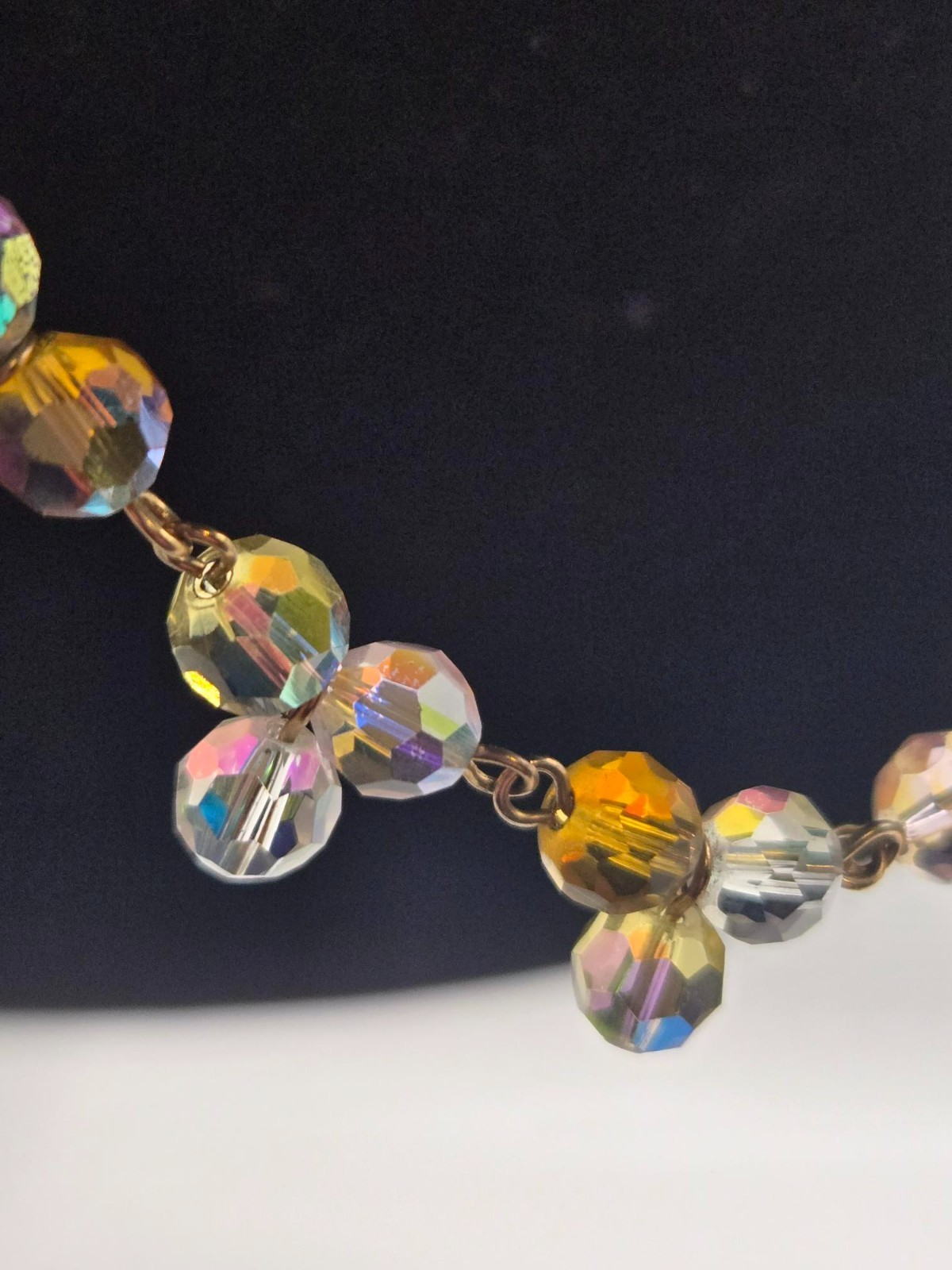 Vtg Yellow Aurora Borealis Crystal Choker