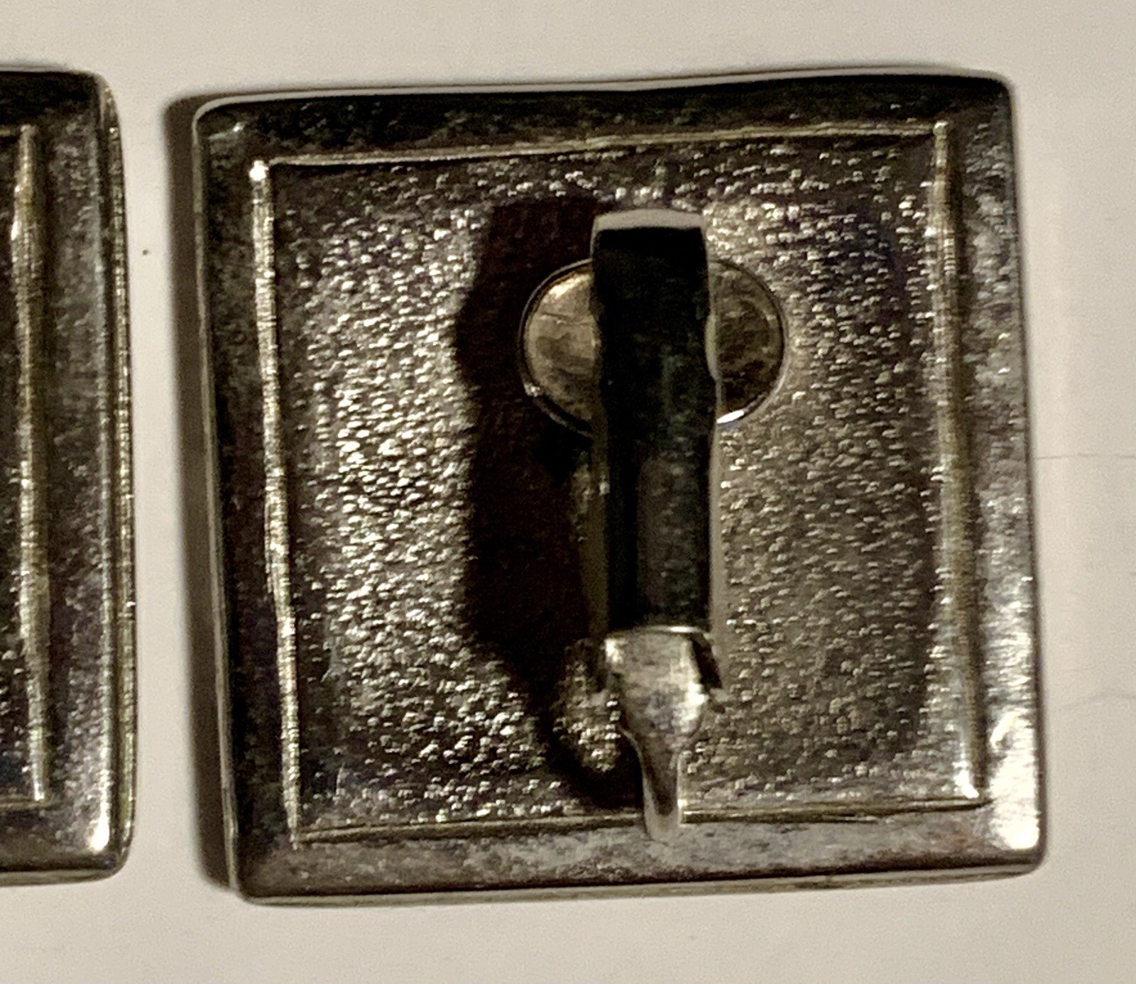 Black & Silver Enamel Retro Geometric Clip-On Earrings Square Vintage
