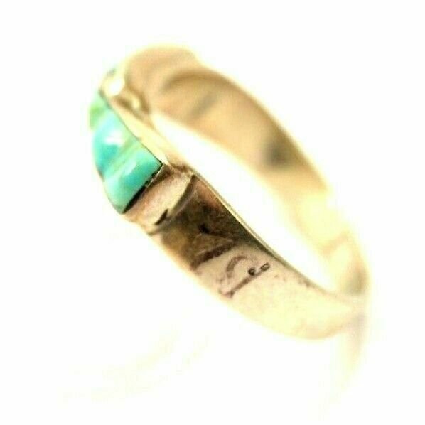 Sharp Turquoise Inlaid Semi Bypass Ring Sterling Silver Assorted Sizes