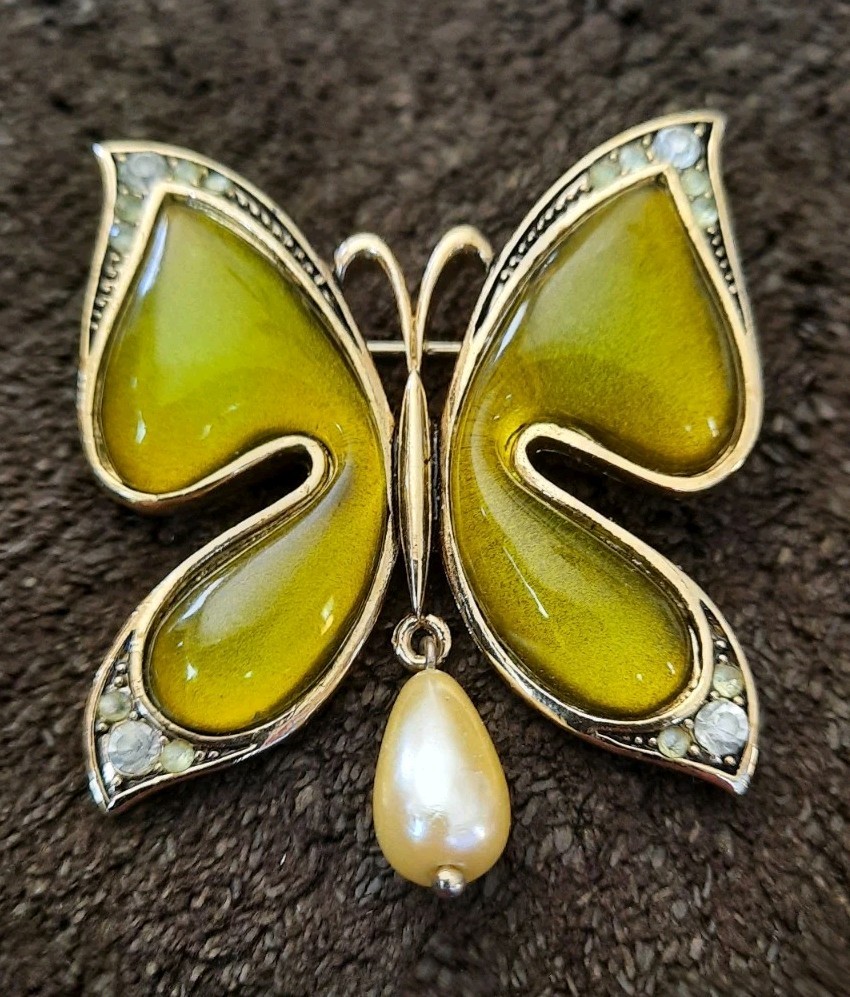 green butterfly brooch