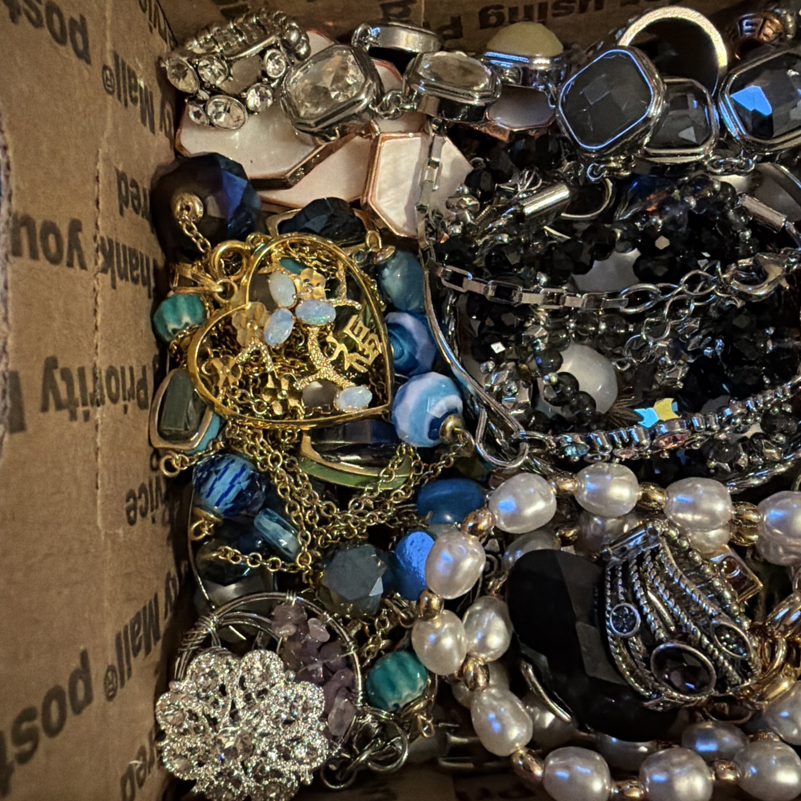 Vintage to Now Jewelry Lot All Wearable Untested. No Junk. Box B8 Rhinestones