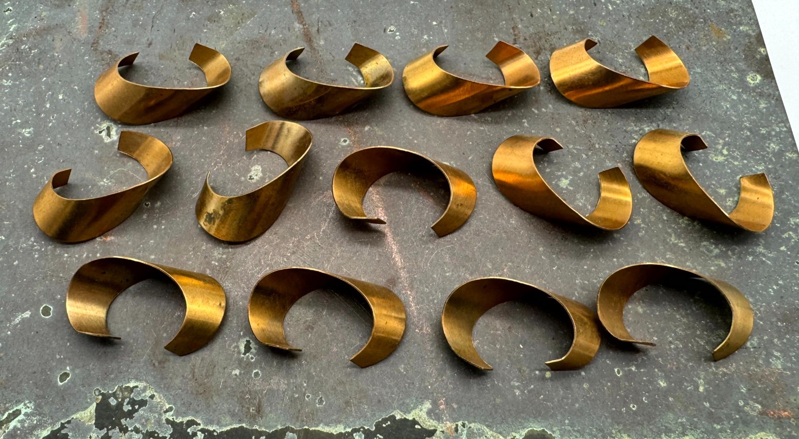 Vintage Brass Large Curls Jewelry Stamping Lot of 13