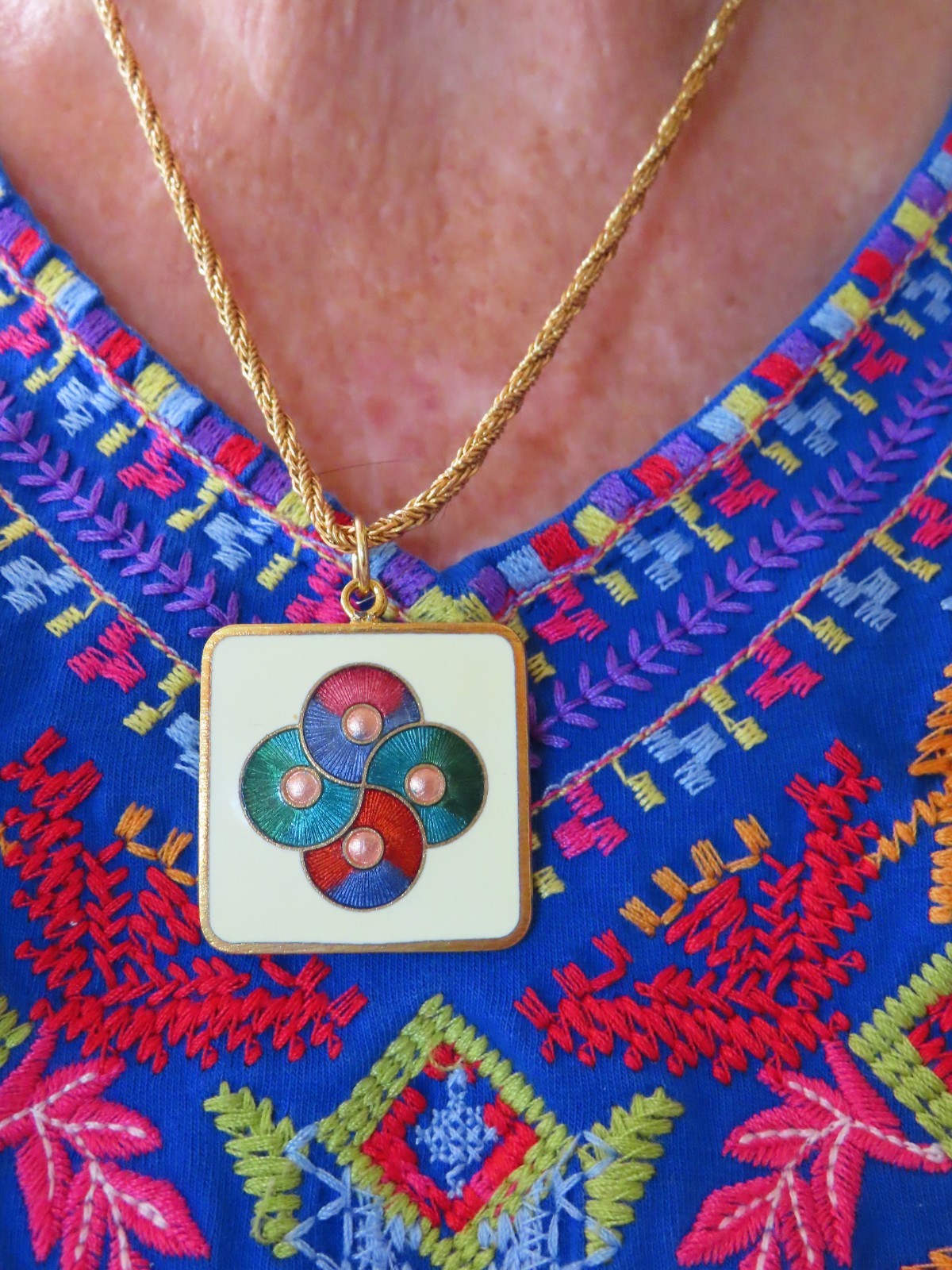 Vintage 1980’s Enamel Abstract Design Pendant