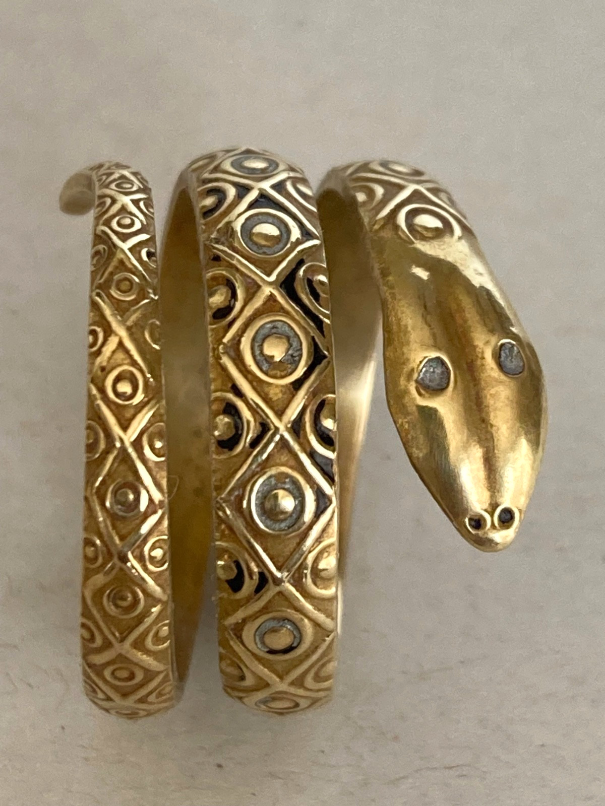 Vintage Gold over brass Coiled Snake Ring – Spain
