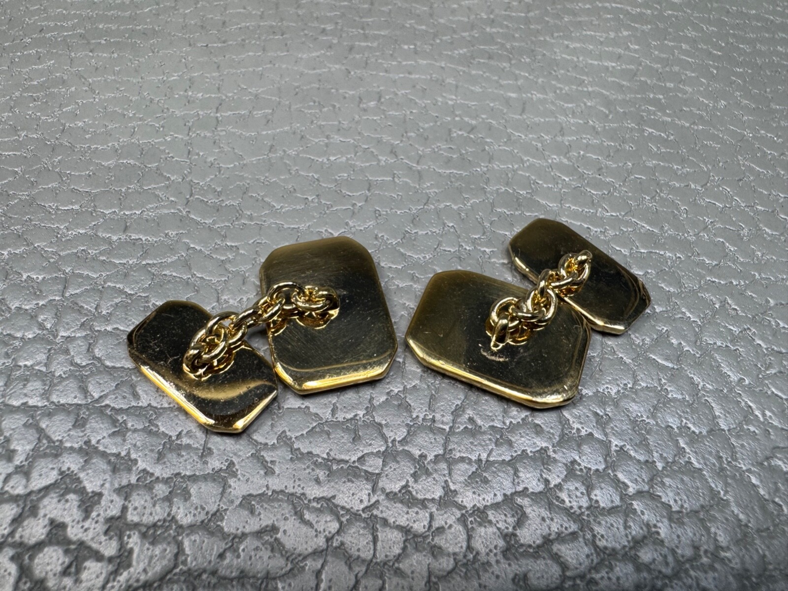 Enamel Metallic Sunburst Cantaloupe Color Yellow Gold Plated Cuff Links
