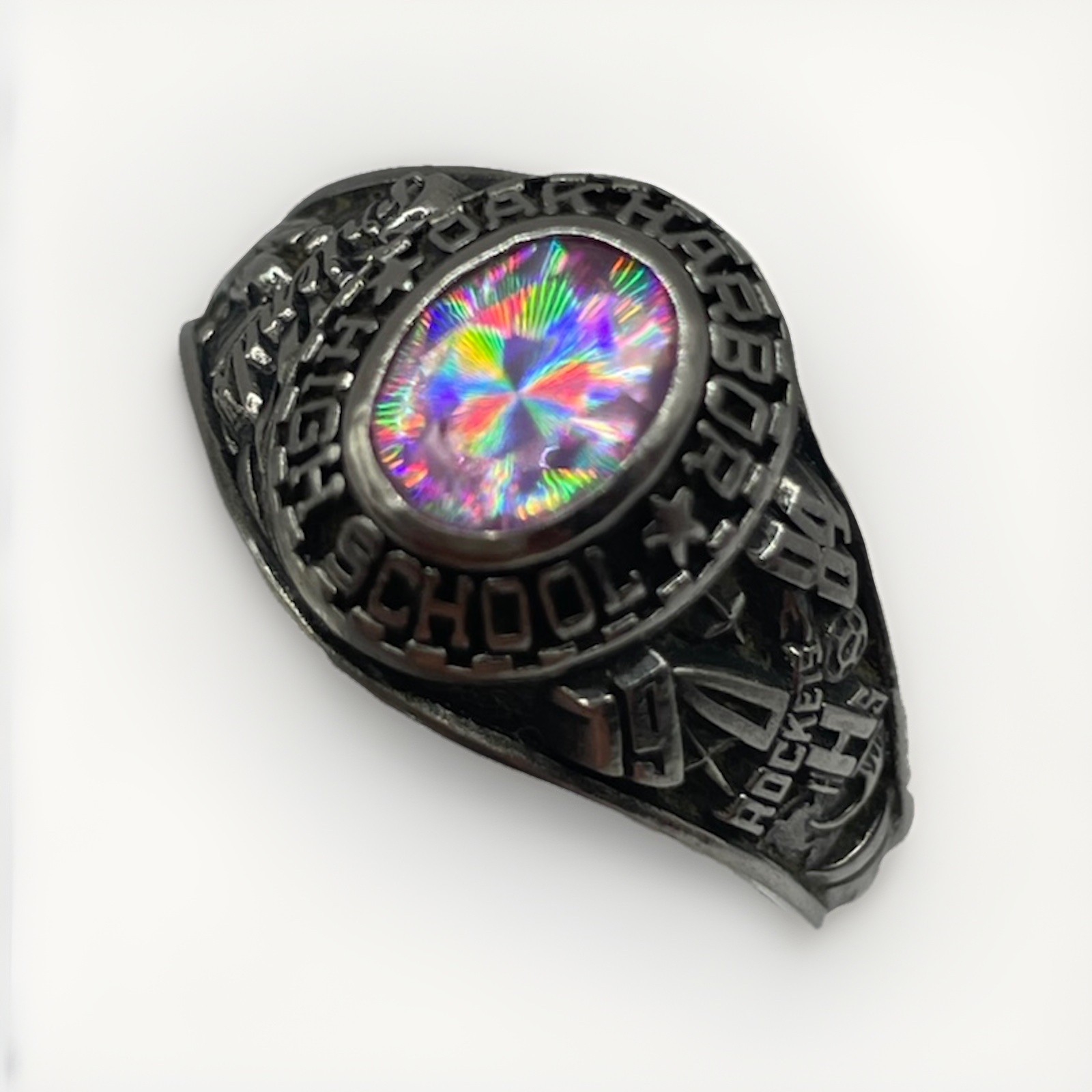 Balfour Celestrium 1984 Oak Harbor HS Class Ring Iridescent Stone Sz 9.5 Women’s