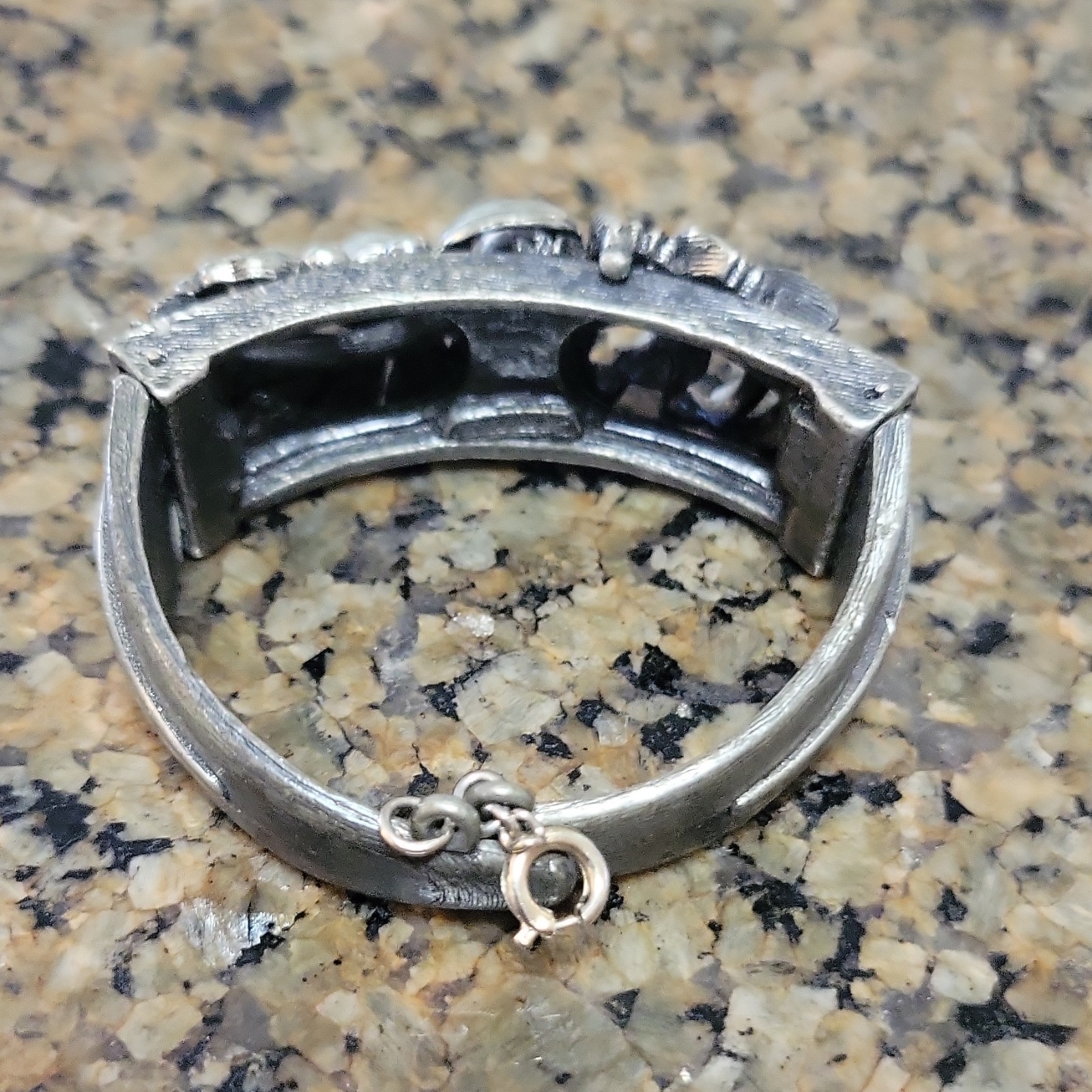 Vintage Silver Tone Metal Bangle Bracelet Push Lock Closure No Stone