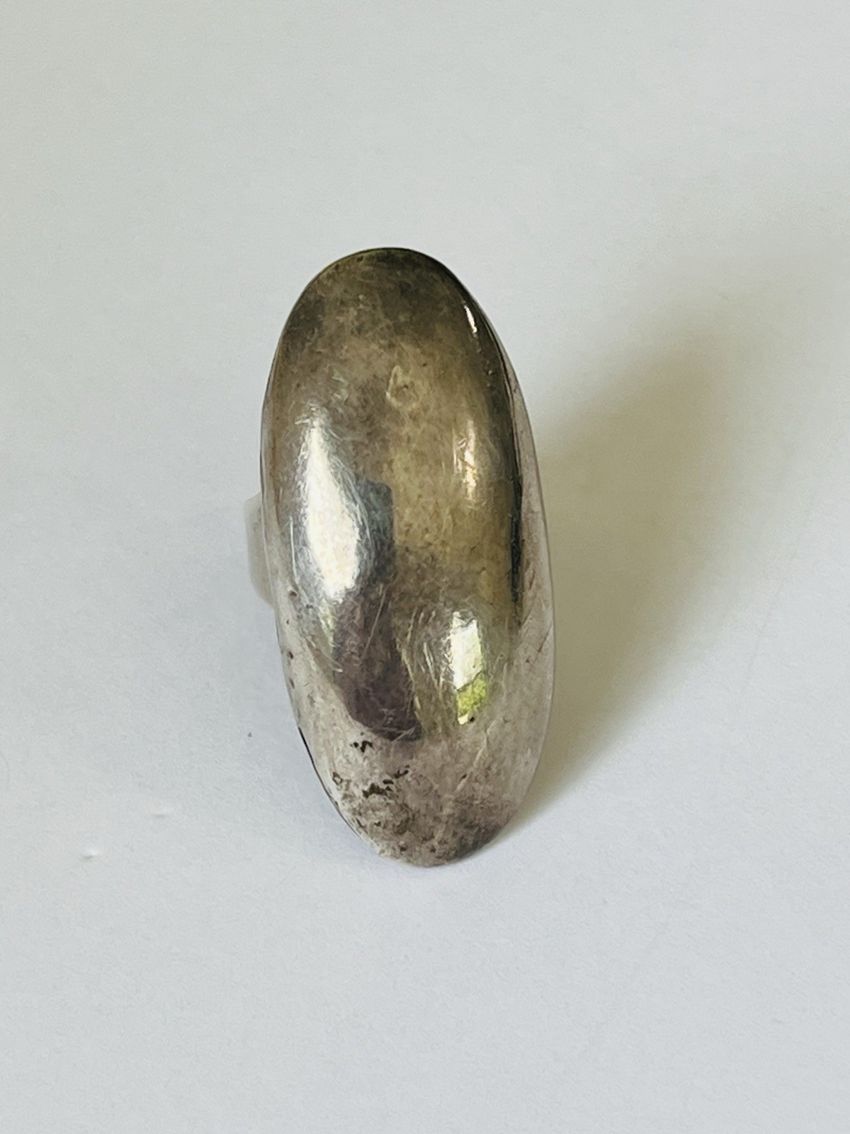Vintage Sterling Silver Modernist Bold Elongated Dome Ring Size 6 Adjustable