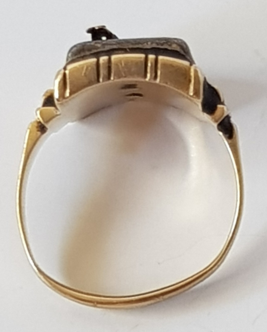 Antique Vintage Solid 14K Gold Hematite? Monogram Signet Ring For Repair 10.9gms