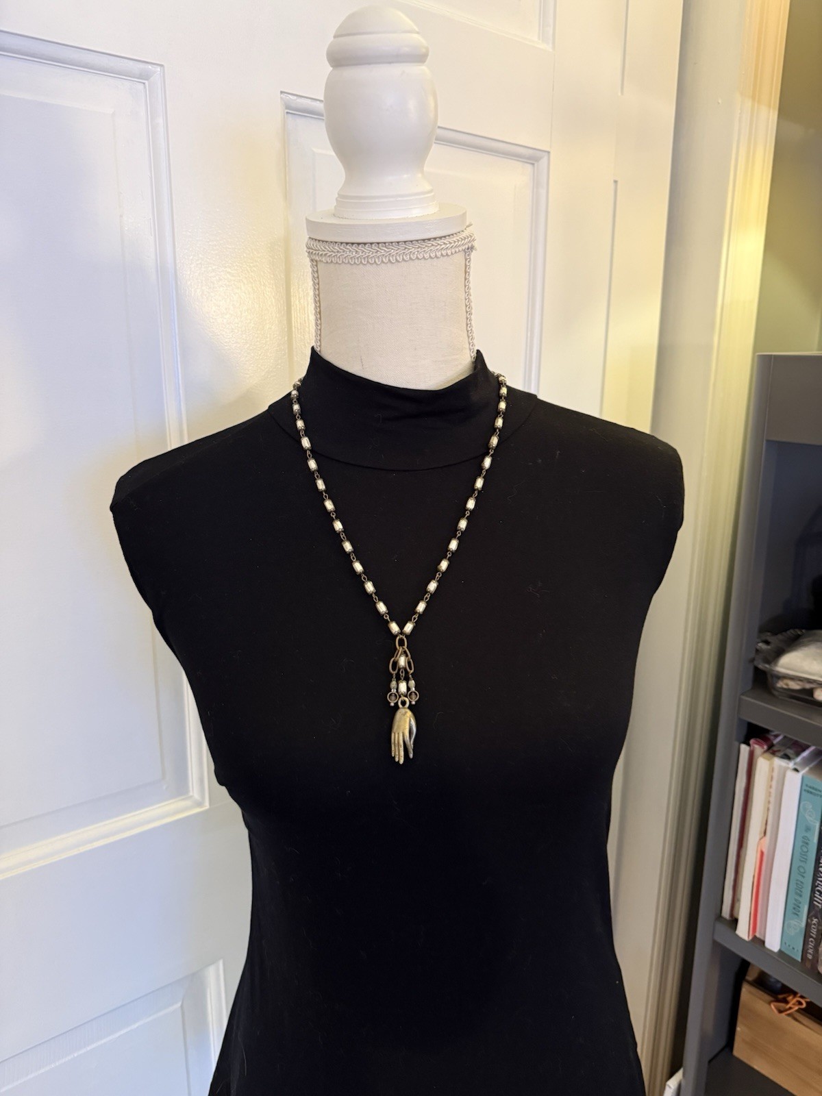 Reproduction Of Victorian Hand Necklace 22” Plus 3” Extender