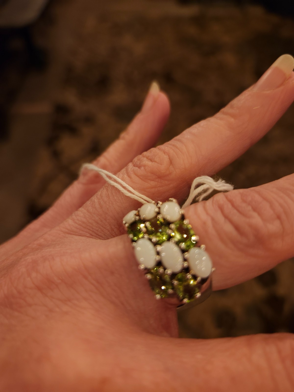 Peridot and Opal Ring Size 8 – .925 Sterling Silver