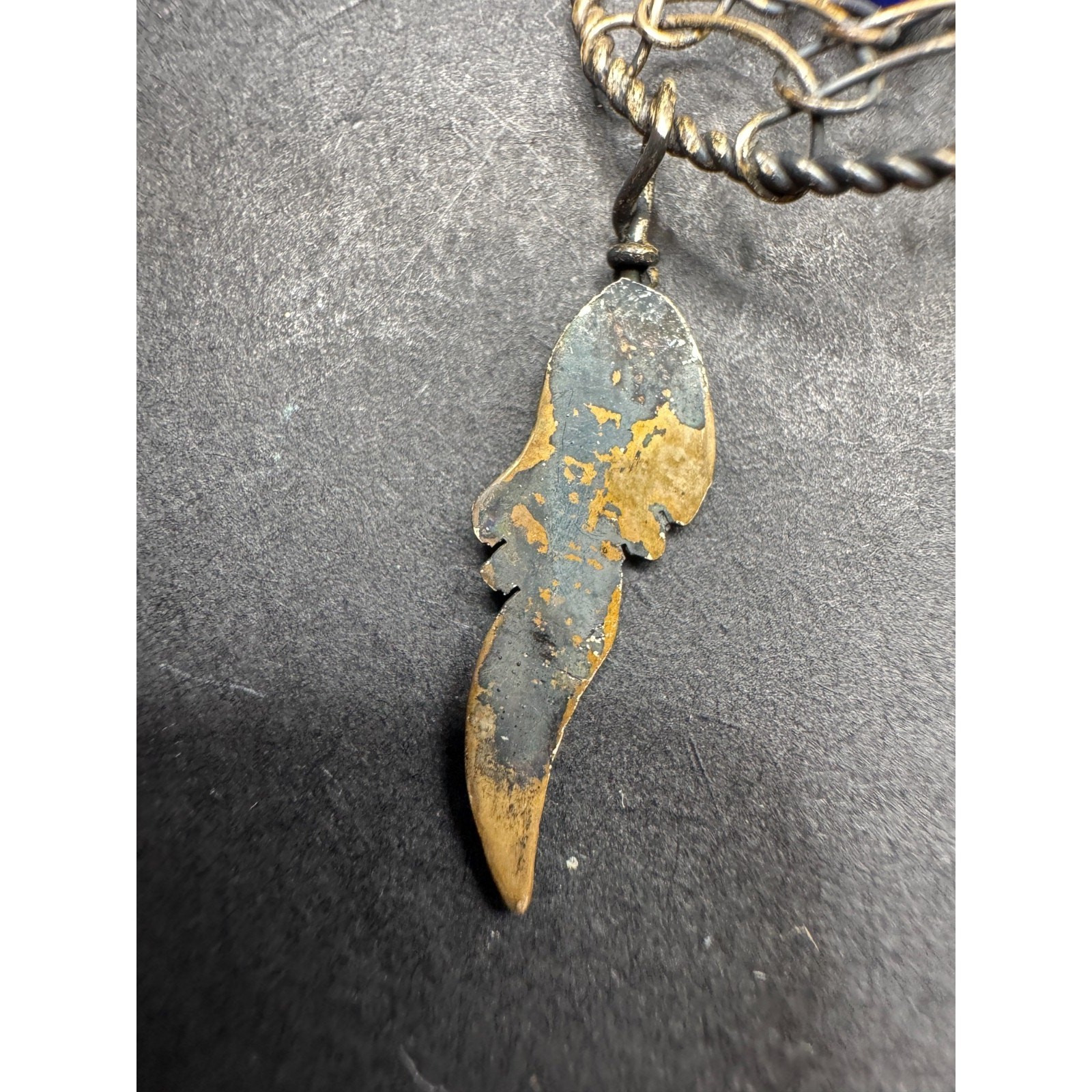 Vintage AGI Italy Signed Sterling Silver 925 Lapis Lazuli Dreamcatcher Necklace