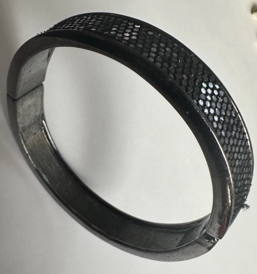 Dark Sparkle Goth Charcoal Grey Bangle Clamper Bracelet Glam 7” Magnetic Closure