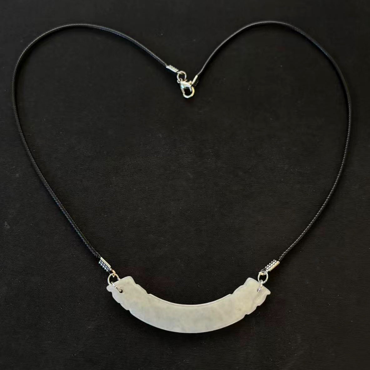 Natural White Jade Jadeite Pendant Necklace 20 inch, 60x10x2 mm