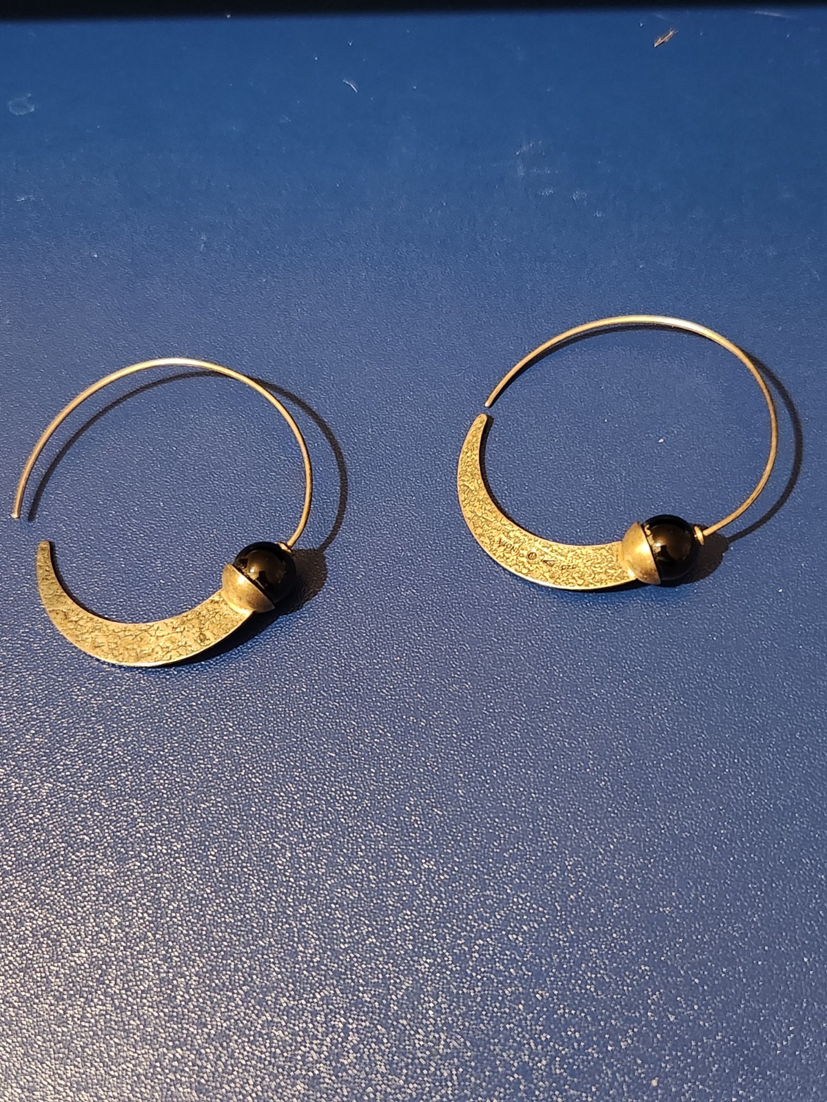 Sterling Silver Onyx Hoop Earrings