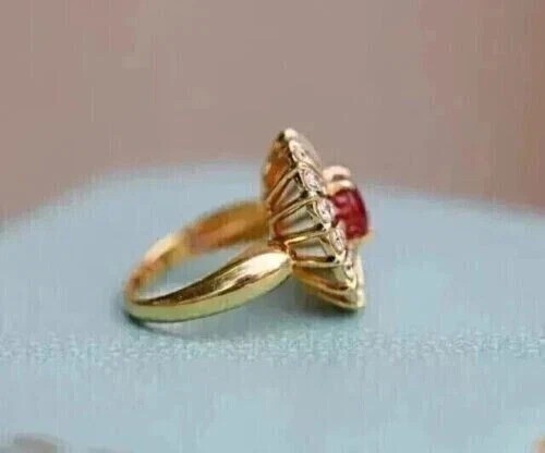 2Ct VVS1 Round Cut Lab Created Ruby Diamond Anniversary 14K Yellow Gold FN Ring