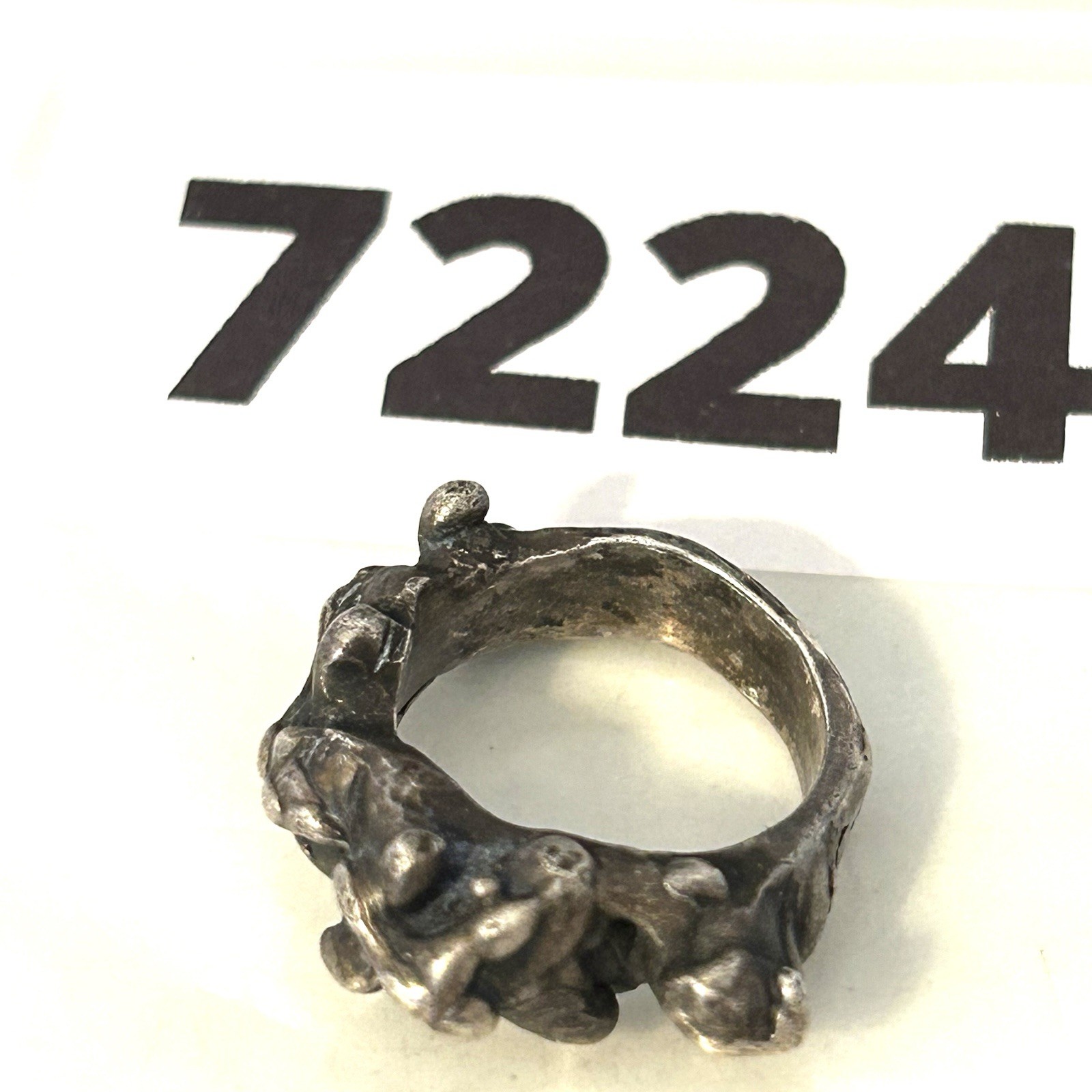 Vintage Brutalist Ring Sterling Silver Modernist Abstract Studio Artisan Sz 4.5