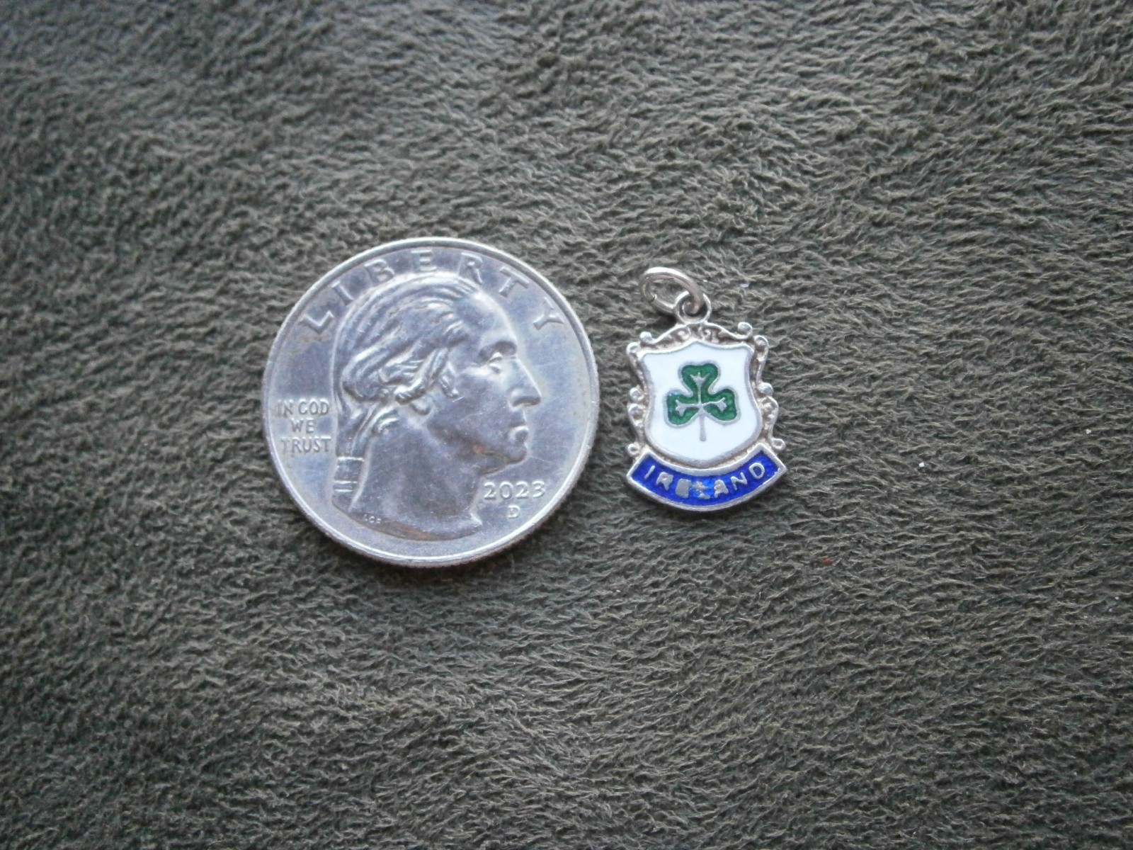 Ireland Shamrock WBs Sterling Silver Enamel Travel Bracelet Charm Pendant FLAW