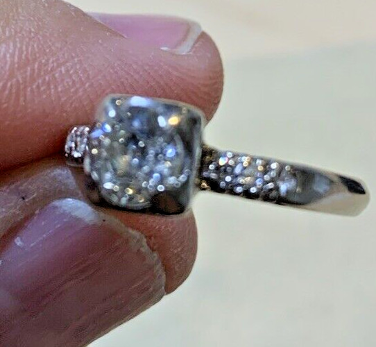 14k White Gold Solitaire Wedding Ring Antique .80-1ct Old Rose Cut Diamond