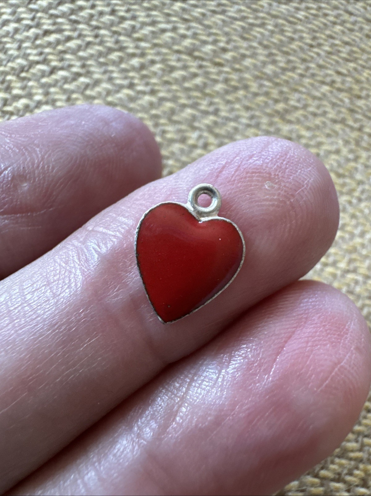 Vintage Antique 835 Silver Enameled Charm Heart