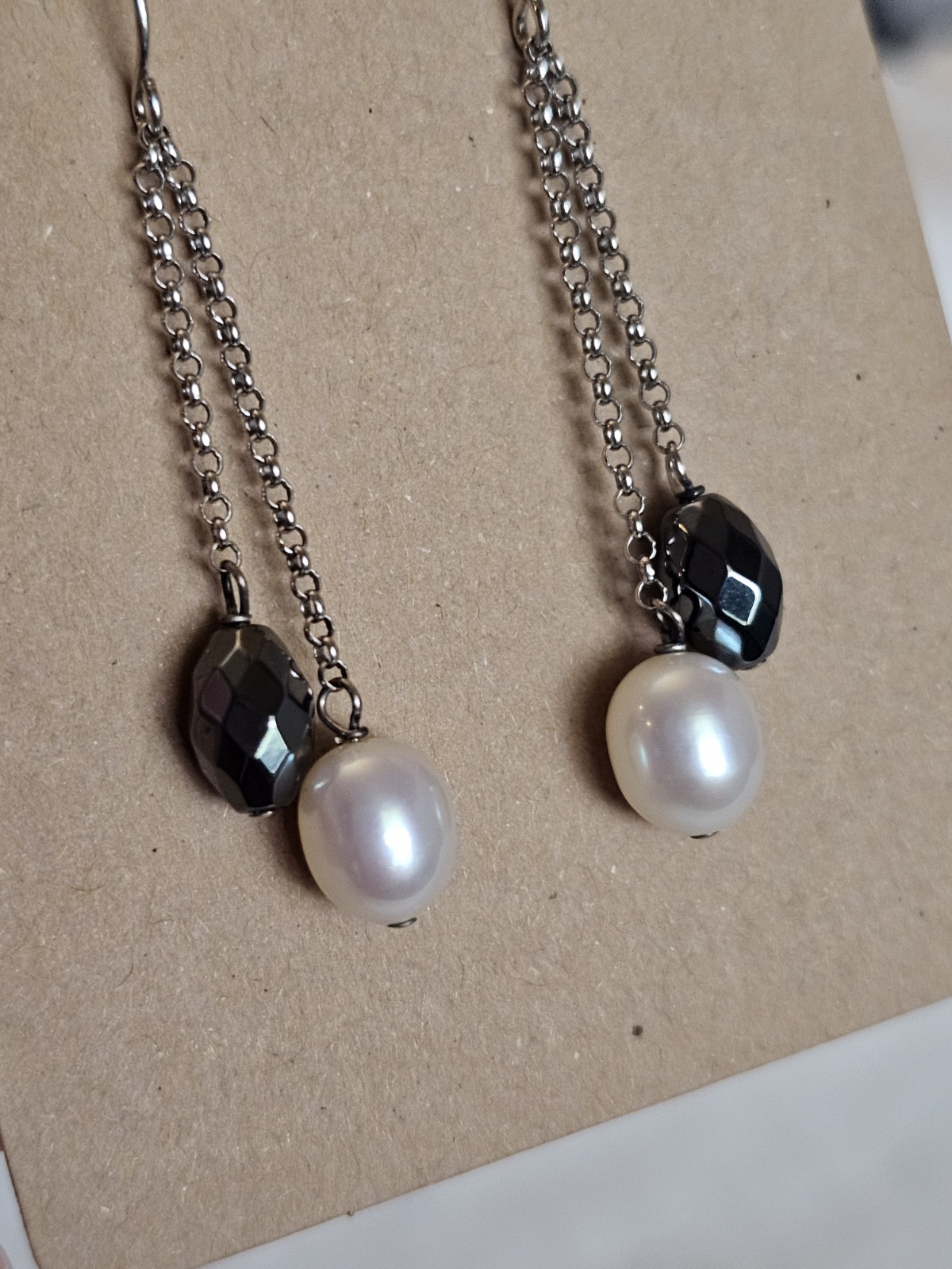 BLACK ONYX FRESHWATER PEARL DANGLE EARRINGS 925 STERLING SILVER