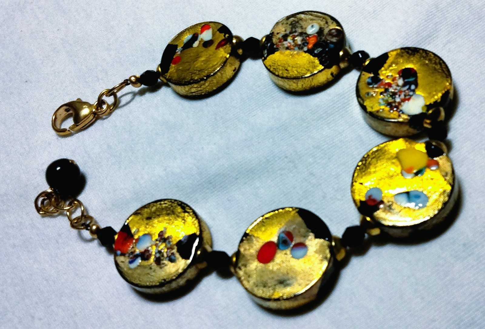 Vintage Venetian Fancy Glass Beads ala Gustav Klimt Beaded Necklace Demi Parure