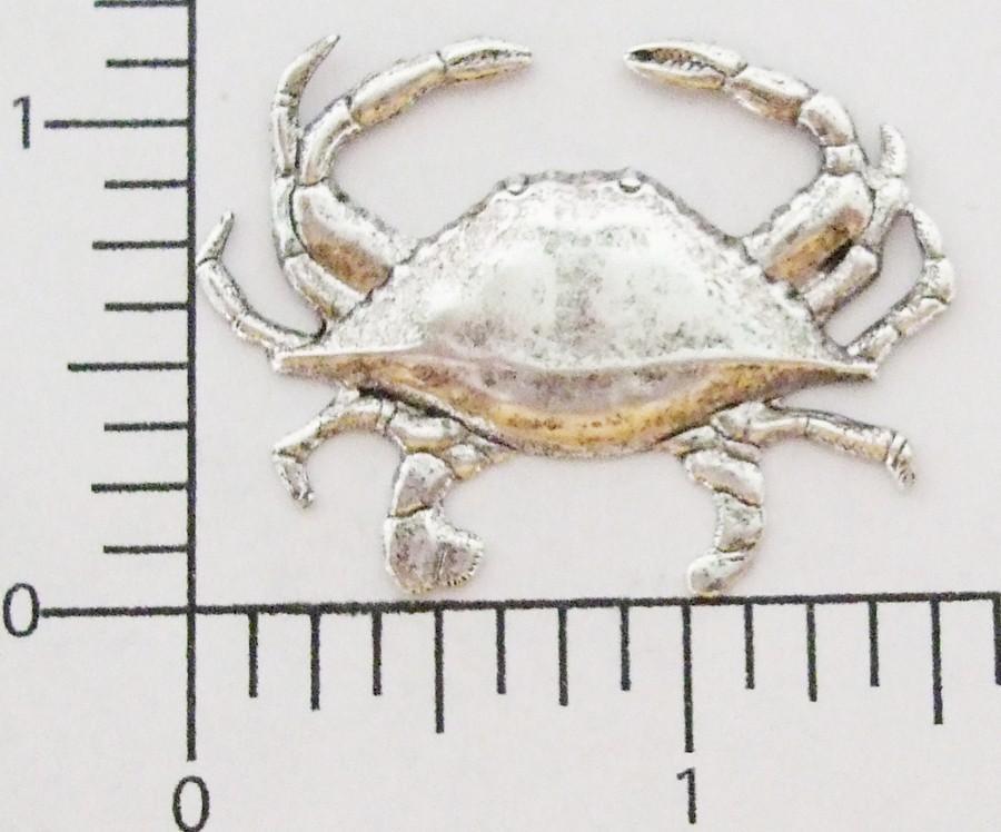 48144 – 2 Pc Large Crab Jewelry Finding Stamping Matte Silver Oxidized