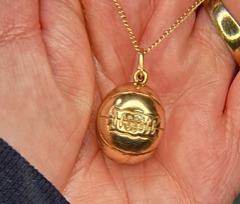 Vintage Gold Filled Basketball Pendant Charm with Chain Necklace 1940s era
