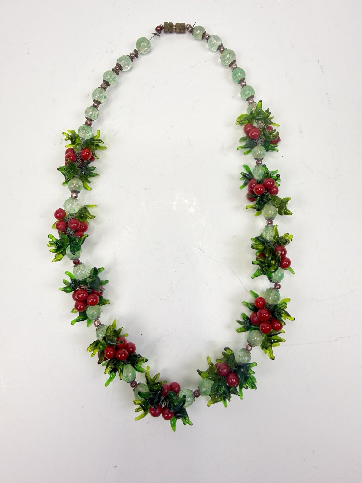 Vintage 1950’s Venetian Murano Glass Multi Color FRUIT SALAD Cluster Necklace