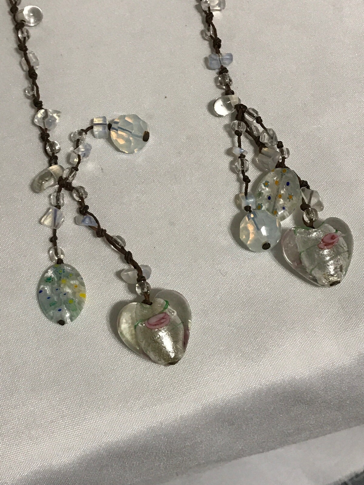 2 Amethyst Moonstone Extra Long Necklaces Sash Glass Mili Approximately 40” 50”