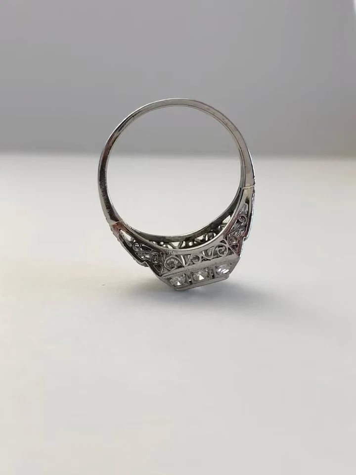1920s Art Deco Old European Cut 1.5ct Silver Antique Vintage Engagement Her Ring