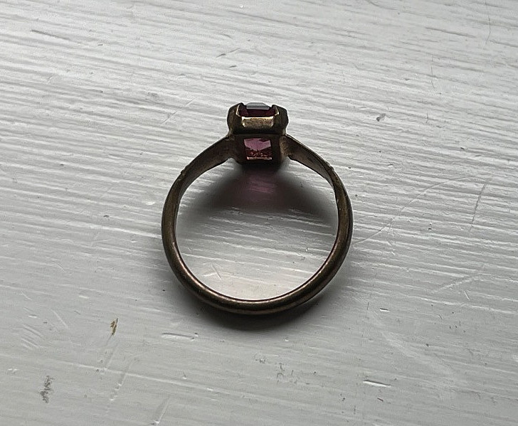 Art Deco Tombac Violet Crystal Ring – Size M