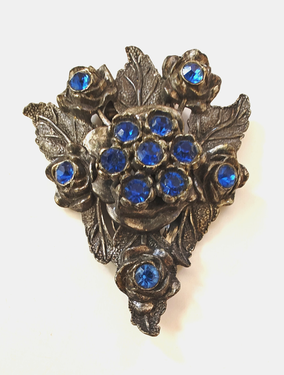 VTG ART DECO Signed L/N Little Nemo Silver Tone Sapphire Blue 1930’s Dress Clip
