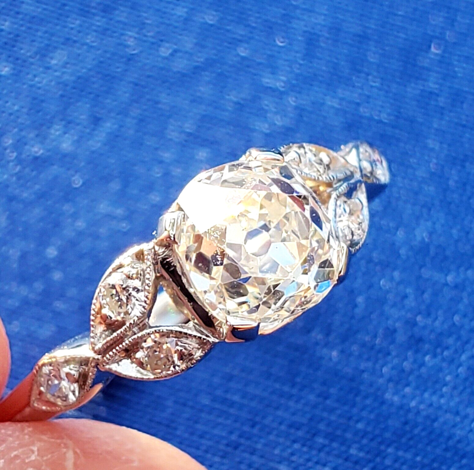 Original EARTH MINED DIAMOND Deco Engagement Ring Vintage PLATINUM Solitaire 1.3