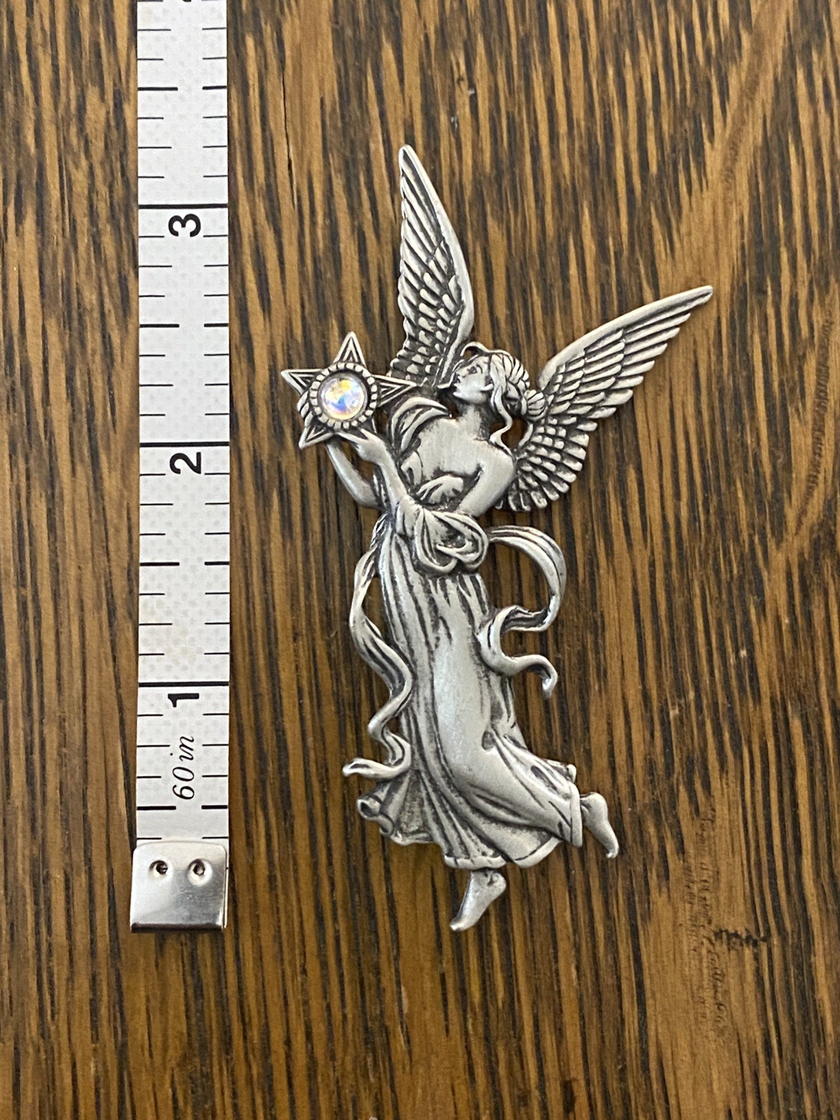 JONETTE JEWELRY – PEWTER ANGEL STAR BROOCH /PIN **FREE SHIPPING**