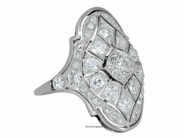 Mid-Century Style 1.95CT Excellent Round Cubic Zirconia Antique Edwardian Ring